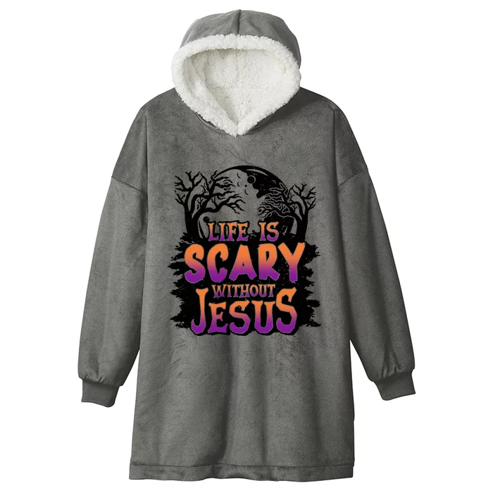 Life Is Scary Without Jesus Christian Halloween Tree Bible Hooded Wearable Blanket