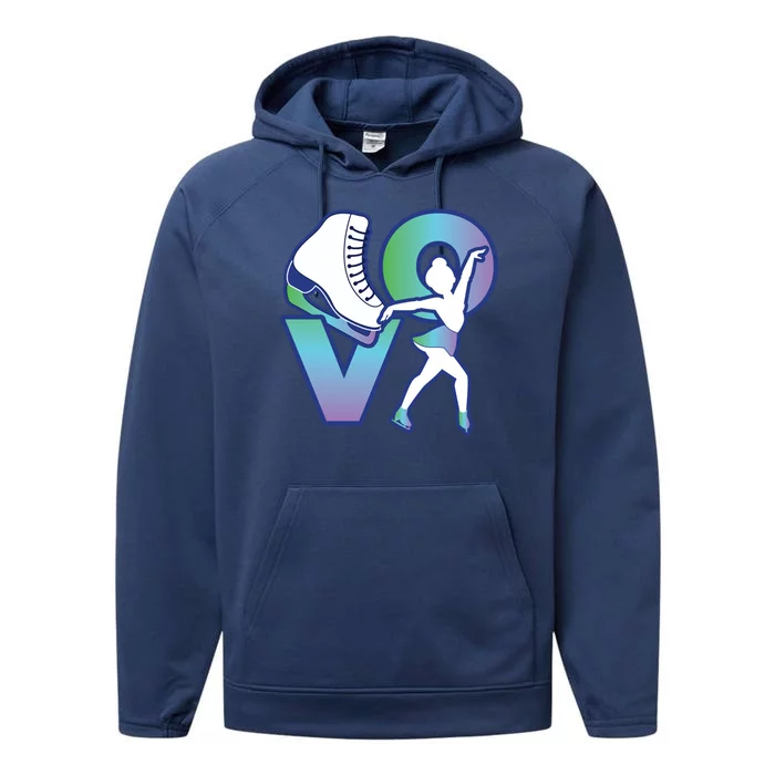 Love Ice Skating Performance Fleece Hoodie