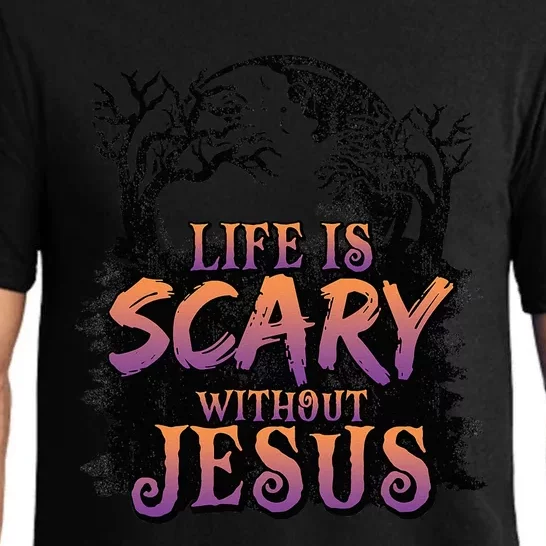 Life Is Scary Without Jesus Funny Halloween Christian Pajama Set