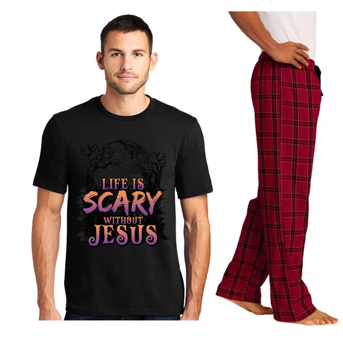 Life Is Scary Without Jesus Funny Halloween Christian Pajama Set