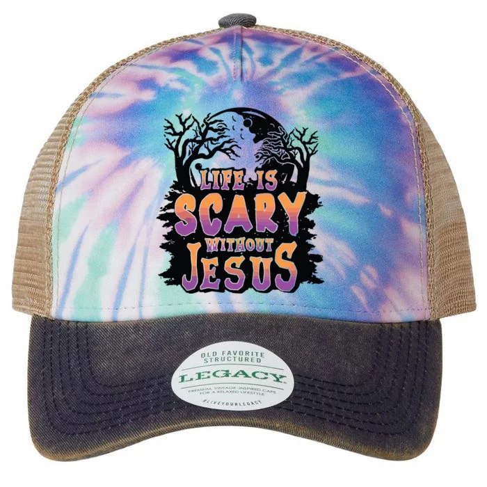 Life Is Scary Without Jesus Legacy Tie Dye Trucker Hat