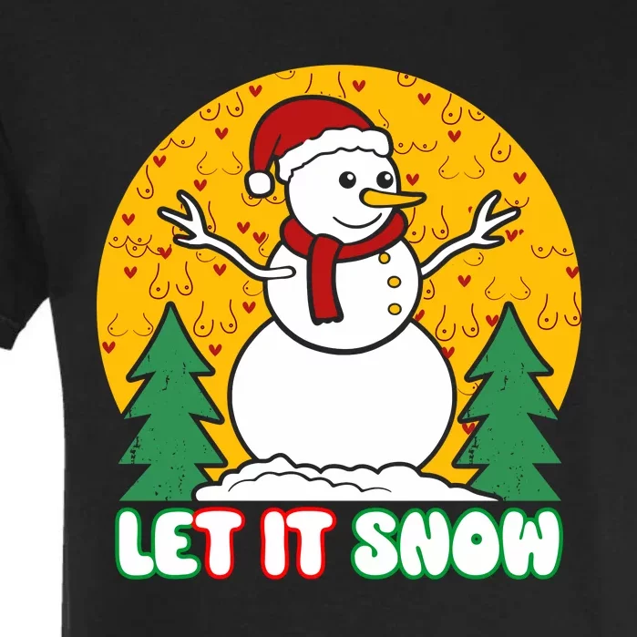 Let It Snow Tit Funny Christmas Snowman Garment-Dyed Heavyweight T-Shirt