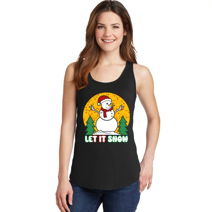 Let It Snow Tit Funny Christmas Snowman Ladies Essential Tank