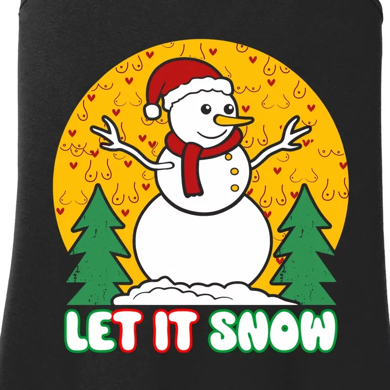 Let It Snow Tit Funny Christmas Snowman Ladies Essential Tank