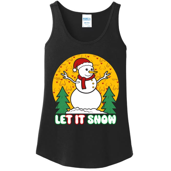 Let It Snow Tit Funny Christmas Snowman Ladies Essential Tank