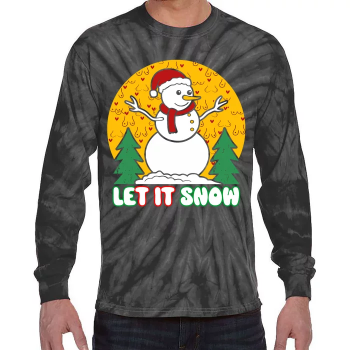 Let It Snow Tit Funny Christmas Snowman Tie-Dye Long Sleeve Shirt