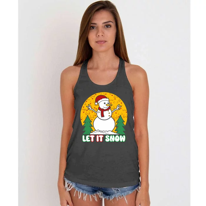 Let It Snow Tit Funny Christmas Snowman Women's Knotted Racerback Tank