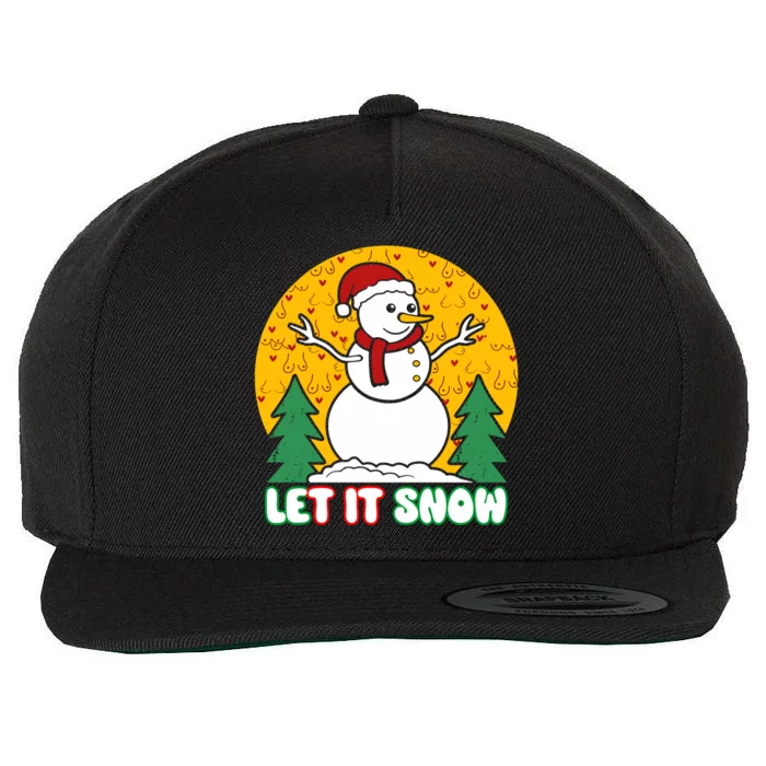 Let It Snow Tit Funny Christmas Snowman Wool Snapback Cap