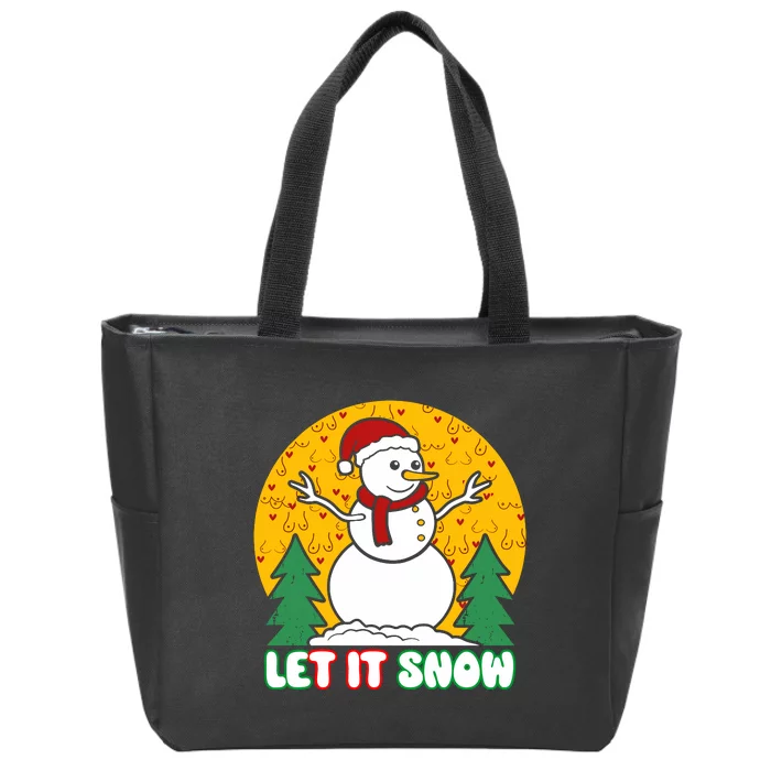 Let It Snow Tit Funny Christmas Snowman Zip Tote Bag