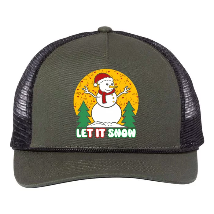 Let It Snow Tit Funny Christmas Snowman Retro Rope Trucker Hat Cap