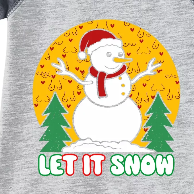 Let It Snow Tit Funny Christmas Snowman Infant Baby Jersey Bodysuit