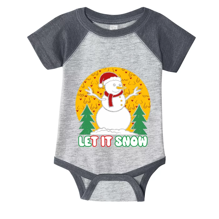 Let It Snow Tit Funny Christmas Snowman Infant Baby Jersey Bodysuit