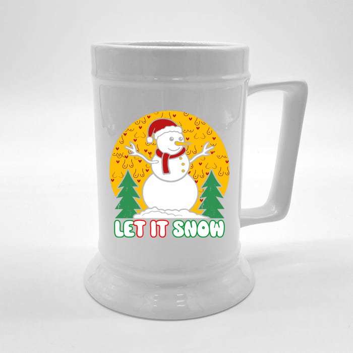 Let It Snow Tit Funny Christmas Snowman Front & Back Beer Stein