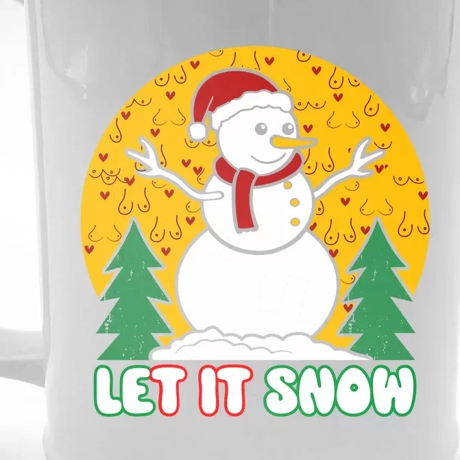 Let It Snow Tit Funny Christmas Snowman Front & Back Beer Stein