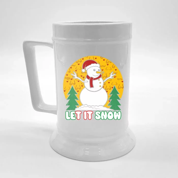 Let It Snow Tit Funny Christmas Snowman Front & Back Beer Stein