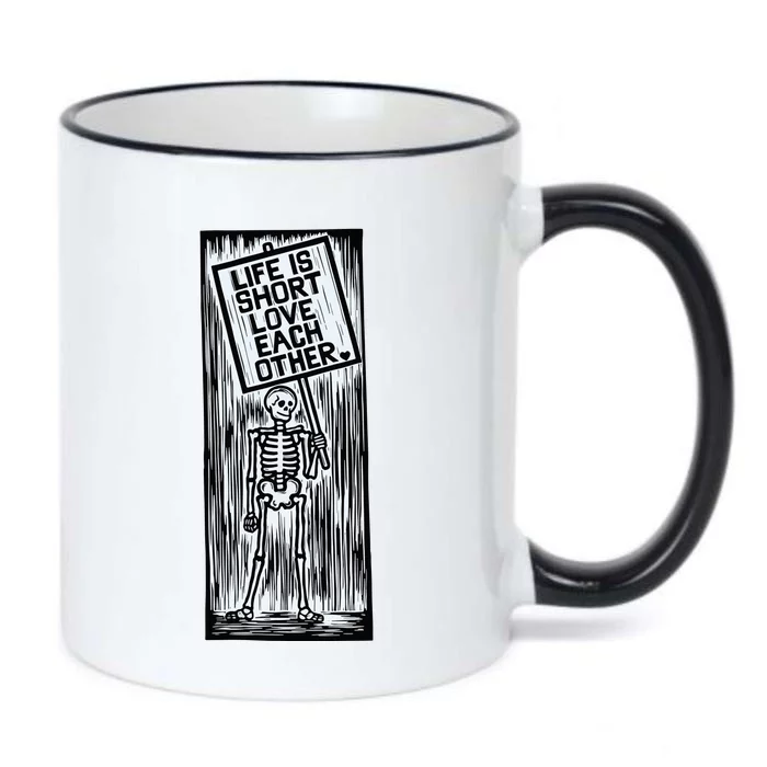 Life Is Short Love Each Other Skeketon Black Color Changing Mug