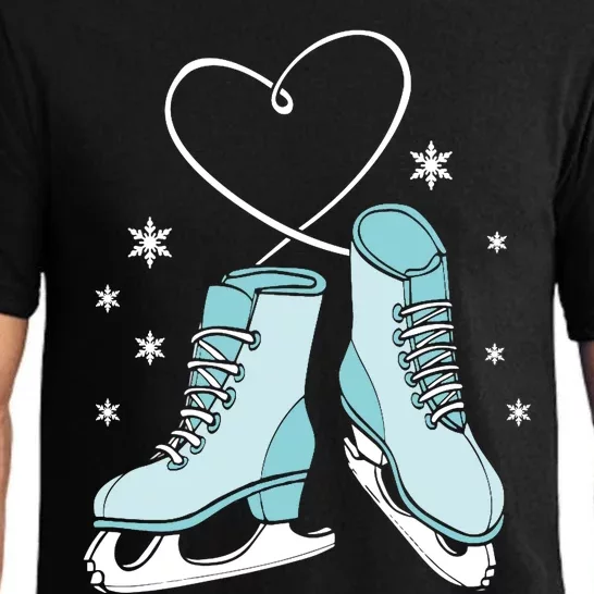 Love Ice Skating Sport Skater Girl Turquoise Skates Pajama Set