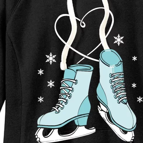 Love Ice Skating Sport Skater Girl Turquoise Skates Women's Fleece Hoodie