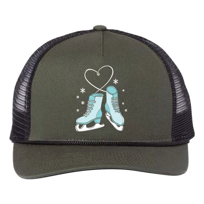 Love Ice Skating Sport Skater Girl Turquoise Skates Retro Rope Trucker Hat Cap