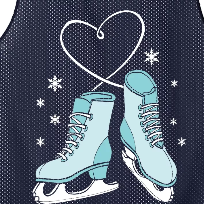 Love Ice Skating Sport Skater Girl Turquoise Skates Mesh Reversible Basketball Jersey Tank