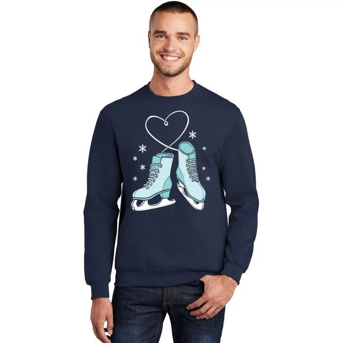 Love Ice Skating Sport Skater Girl Turquoise Skates Tall Sweatshirt