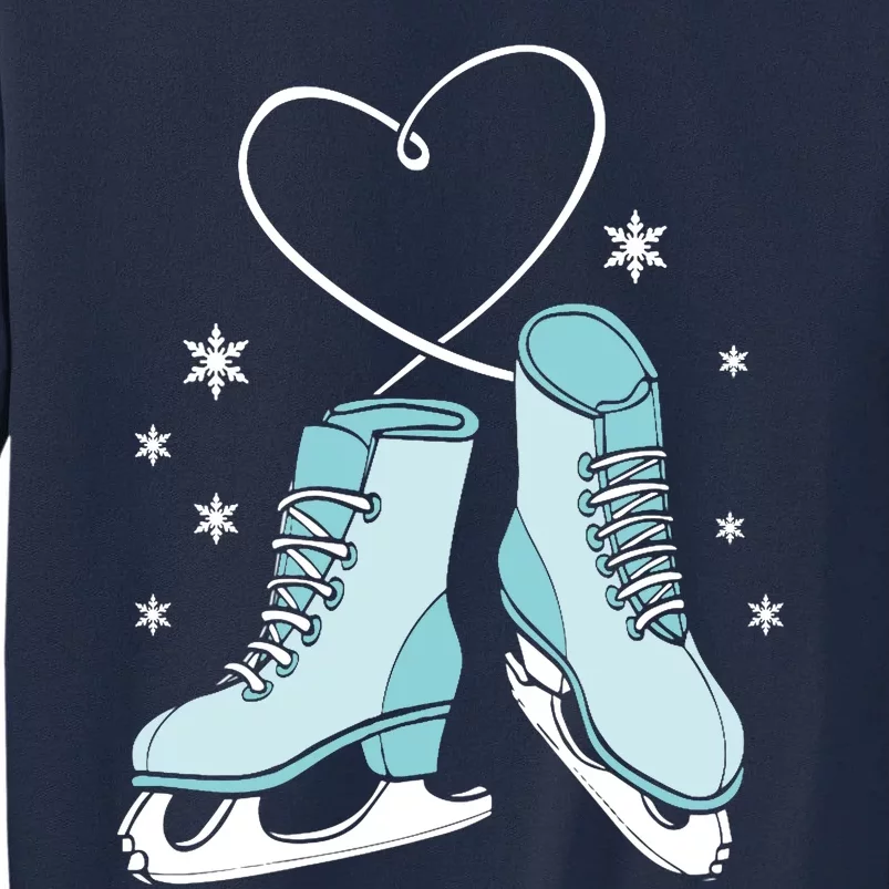 Love Ice Skating Sport Skater Girl Turquoise Skates Tall Sweatshirt