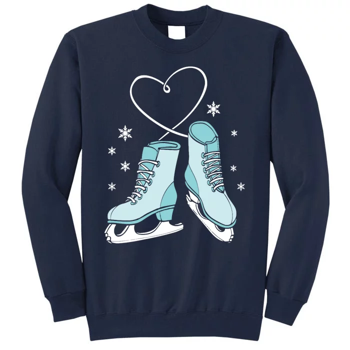 Love Ice Skating Sport Skater Girl Turquoise Skates Tall Sweatshirt