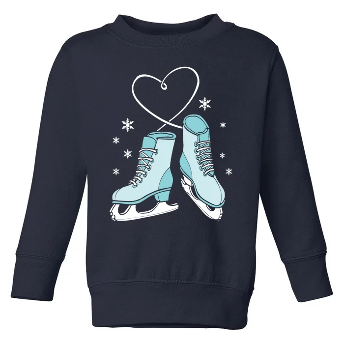 Love Ice Skating Sport Skater Girl Turquoise Skates Toddler Sweatshirt