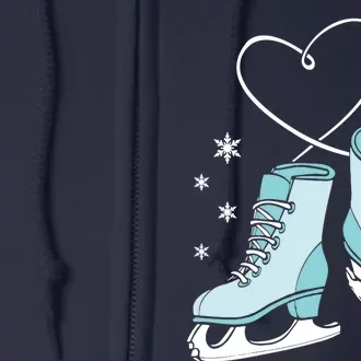 Love Ice Skating Sport Skater Girl Turquoise Skates Full Zip Hoodie