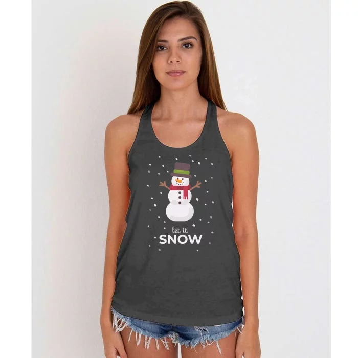 Let It Snow Snowman Christmas Funny Women's Knotted Racerback Tank