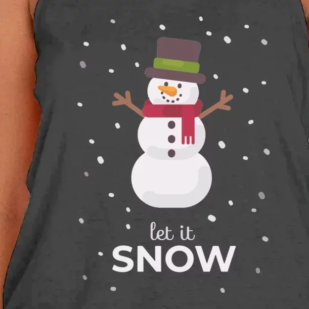 Let It Snow Snowman Christmas Funny Women's Knotted Racerback Tank