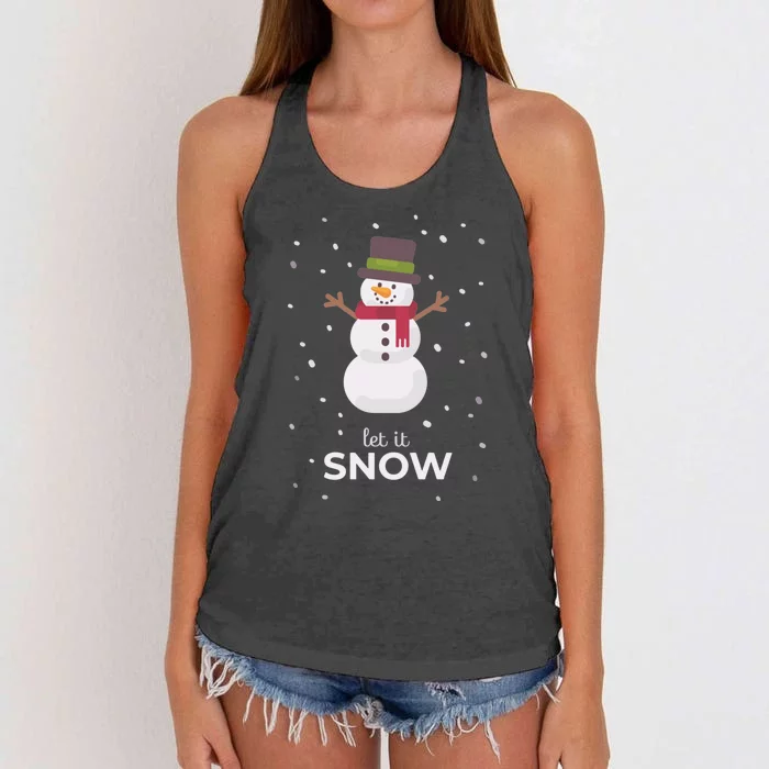 Let It Snow Snowman Christmas Funny Women's Knotted Racerback Tank