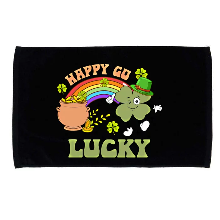 Lucky Irish Shamrock Green Happy Go Lucky St Patricks Day Gift Microfiber Hand Towel