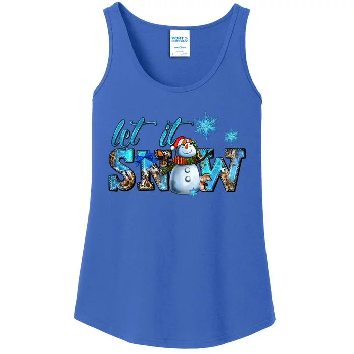 Let It Snow Winter Snow Christmas Holiday Leopard Print Gift Ladies Essential Tank