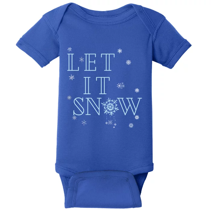 Let It Snow Christmas Snowflakes Xmas Frozen Wonderland Gift Baby Bodysuit