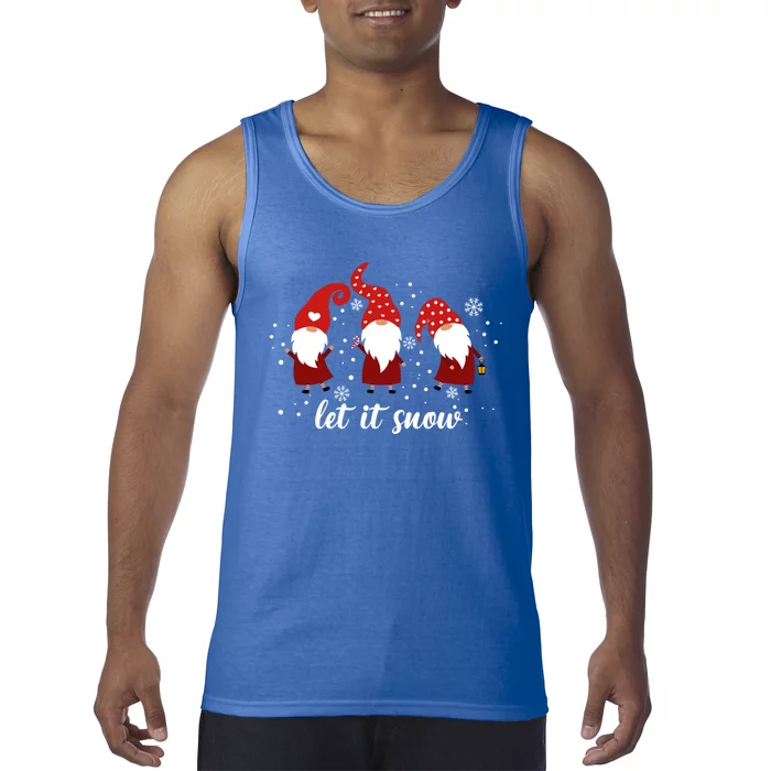 Let It Snow 3 Gnomes Snowflake Merry Christmas Winter Time Cute Gift Tank Top