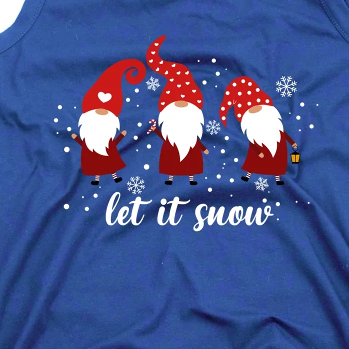 Let It Snow 3 Gnomes Snowflake Merry Christmas Winter Time Cute Gift Tank Top