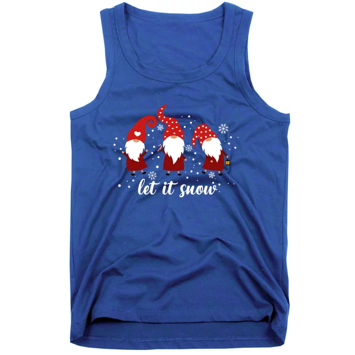 Let It Snow 3 Gnomes Snowflake Merry Christmas Winter Time Cute Gift Tank Top