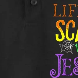 Life Is Scary Without Jesus Halloween Costume Dry Zone Grid Performance Polo