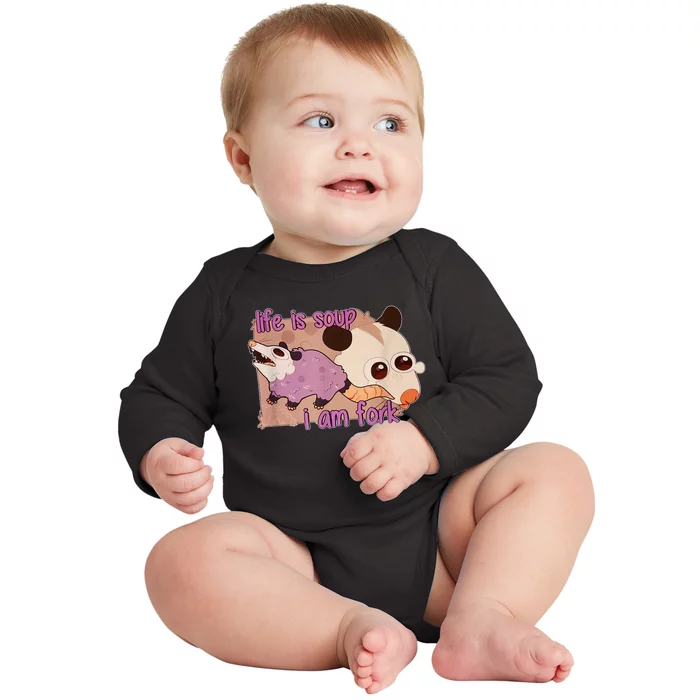 Life Is Soup I Am Fork Baby Long Sleeve Bodysuit