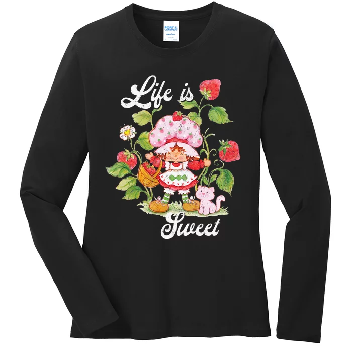 Life Is Sweet Vintage Berry Garden Ladies Long Sleeve Shirt