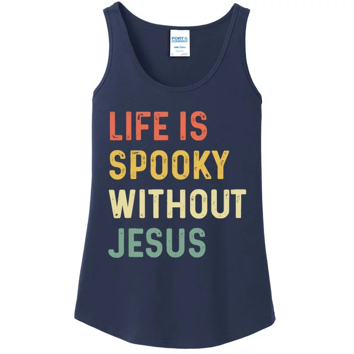 Life Is Spooky Without Jesus Christian Religious Halloween Ladies Essential Tank