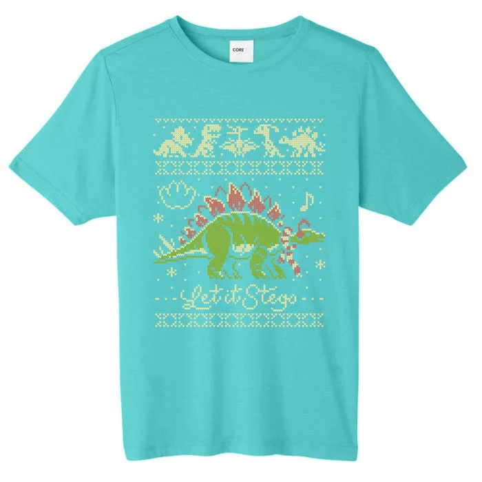 Let It Stego Stegosaurus Dinosaur Christmas Sweater Cute Gift ChromaSoft Performance T-Shirt