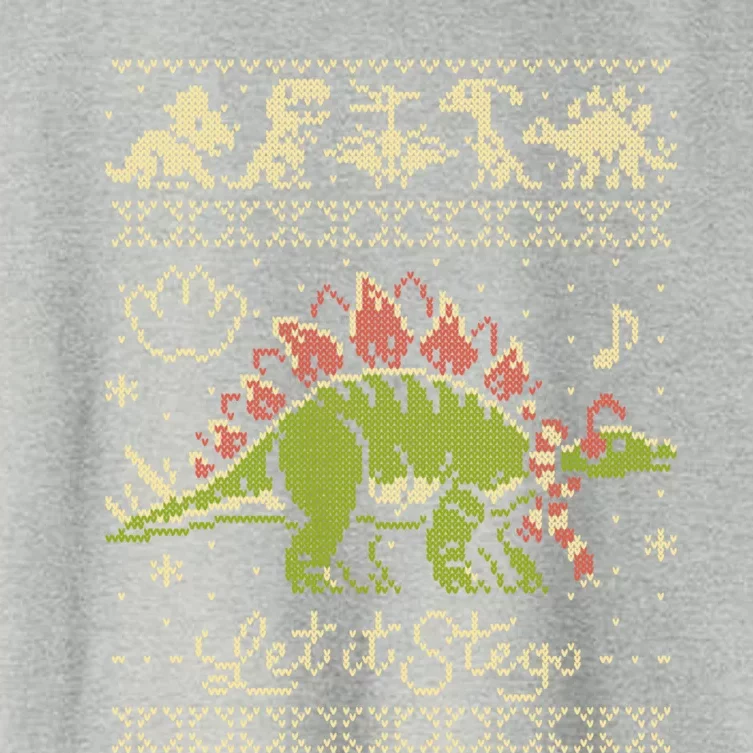 Let It Stego Stegosaurus Dinosaur Christmas Sweater Cute Gift Women's Crop Top Tee