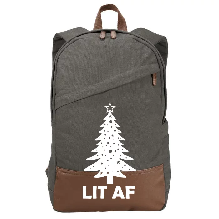 Lit AF Christmas Tree Cotton Canvas Backpack