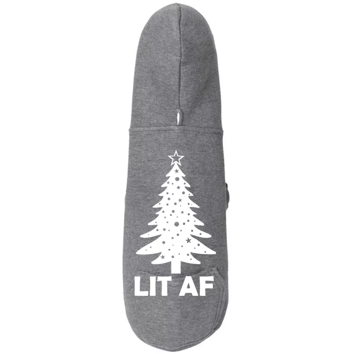 Lit AF Christmas Tree Doggie 3-End Fleece Hoodie