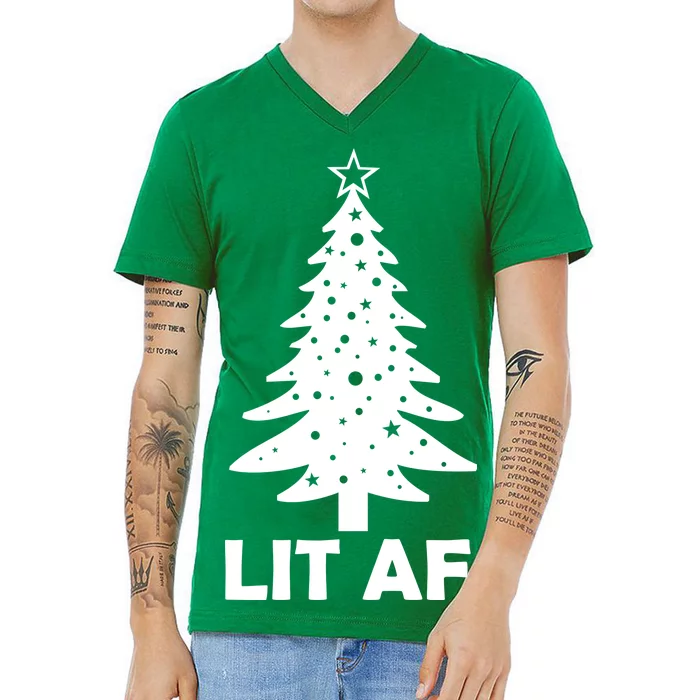 Lit AF Christmas Tree V-Neck T-Shirt