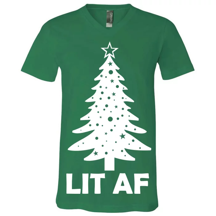 Lit AF Christmas Tree V-Neck T-Shirt