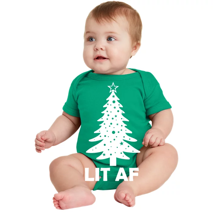 Lit AF Christmas Tree Baby Bodysuit