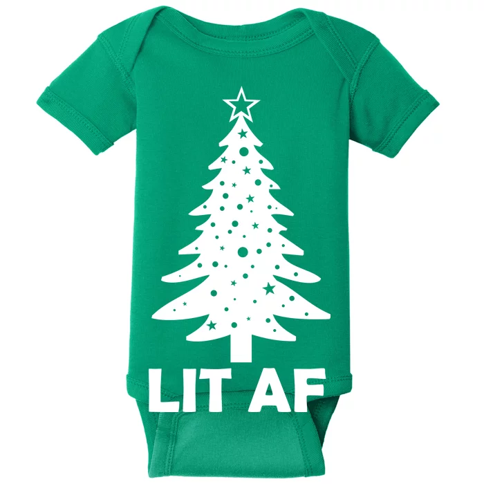 Lit AF Christmas Tree Baby Bodysuit